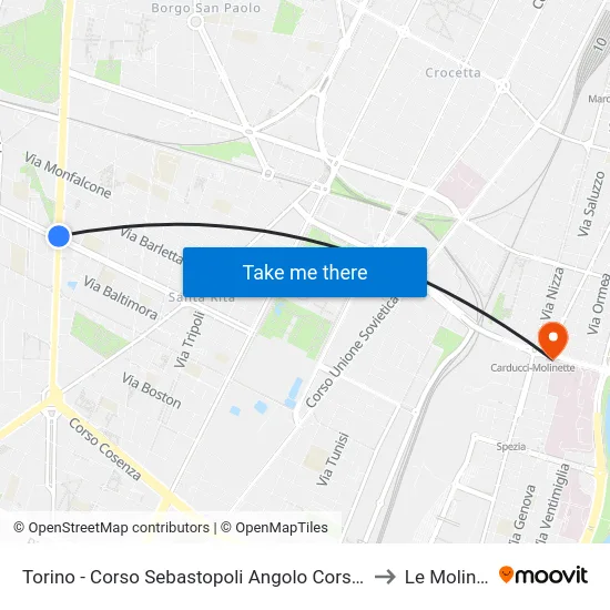 Torino - Corso Sebastopoli Angolo Corso Siracusa to Le Molinette map