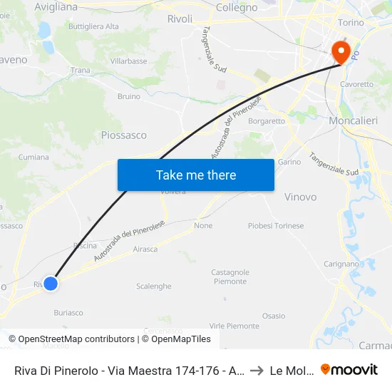 Riva Di Pinerolo - Via Maestra 174-176 - Angolo Via Sant'Isidoro to Le Molinette map