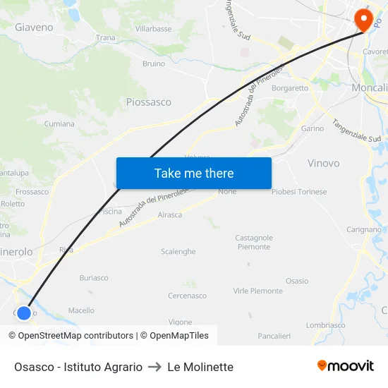 Osasco - Istituto Agrario to Le Molinette map