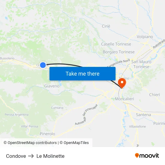Condove to Le Molinette map