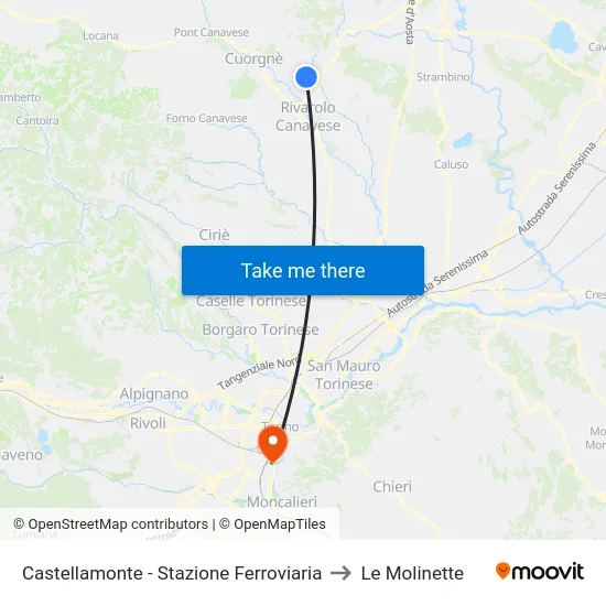 Castellamonte - Stazione Ferroviaria to Le Molinette map