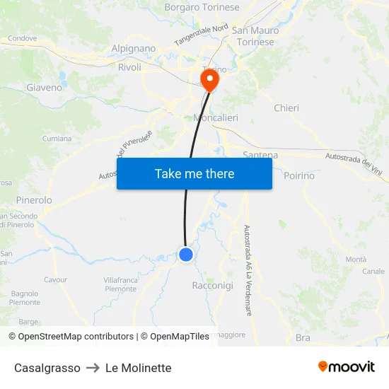 Casalgrasso to Le Molinette map