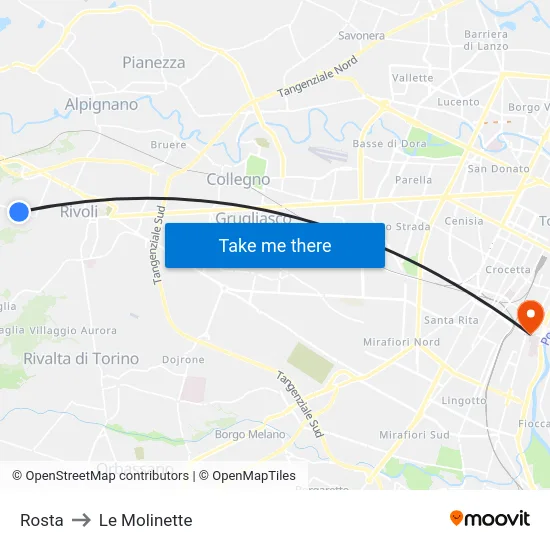 Rosta to Le Molinette map