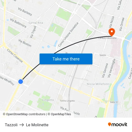 Tazzoli to Le Molinette map