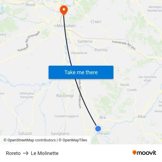 Roreto to Le Molinette map