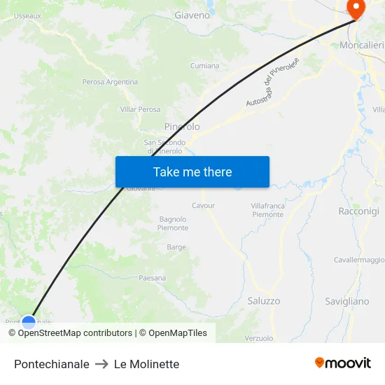 Pontechianale to Le Molinette map
