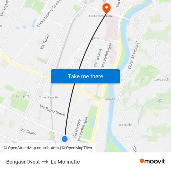 Bengasi Ovest to Le Molinette map