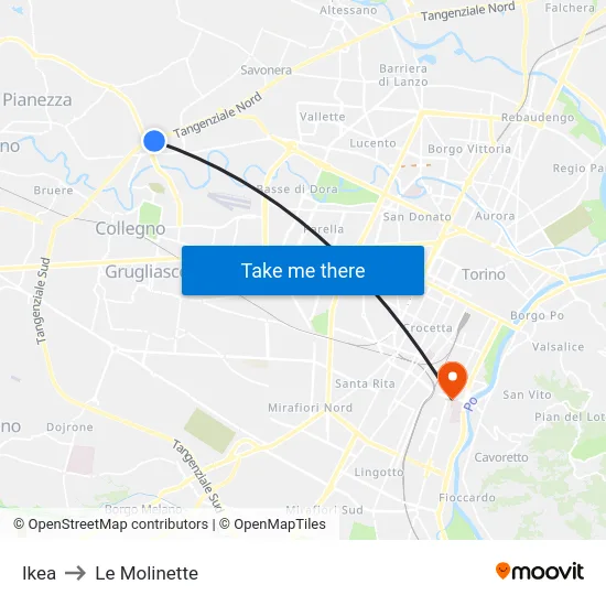 Ikea to Le Molinette map