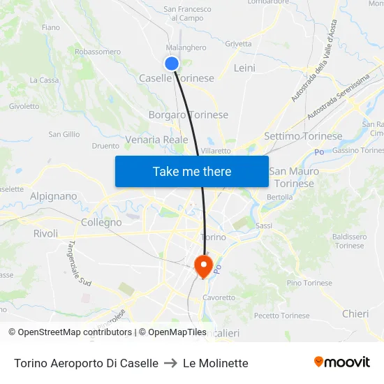 Torino Aeroporto Di Caselle to Le Molinette map