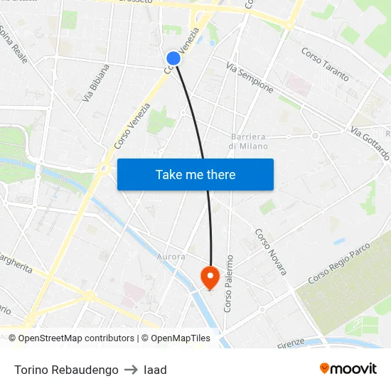 Turin Rebaudengo to Iaad map