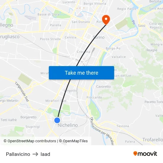 Pallavicino to Iaad map