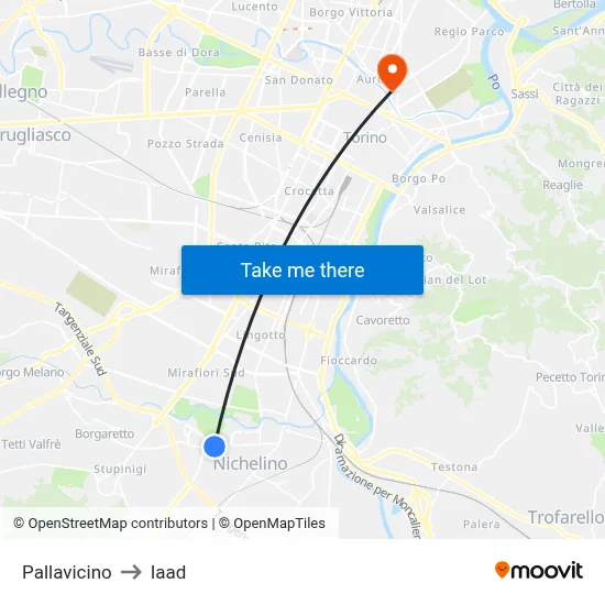 Pallavicino to Iaad map