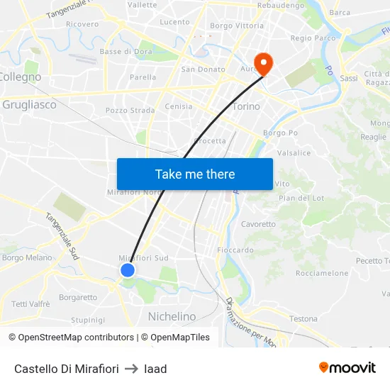 Mirafiori Castle to Iaad map