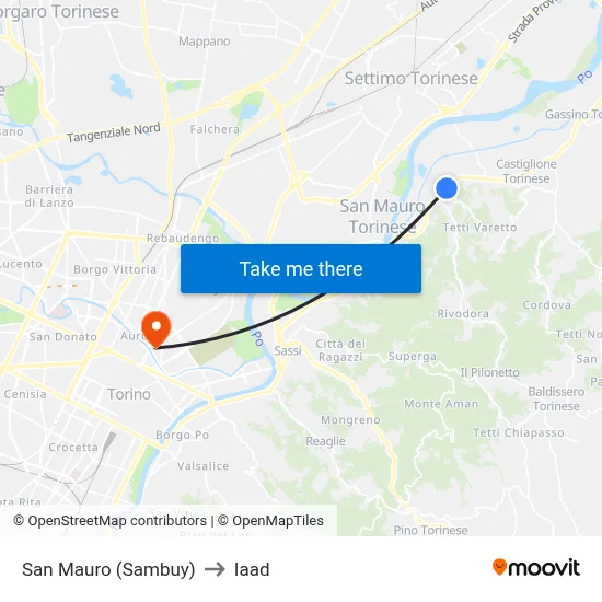 San Mauro (Sambuy) to Iaad map
