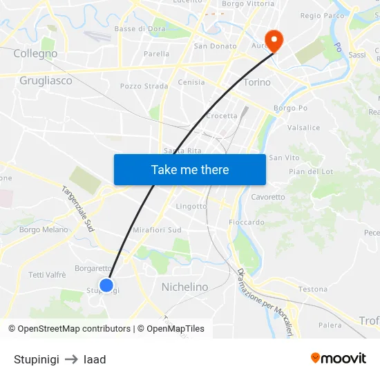 Stupinigi to Iaad map