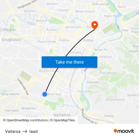 Vallarsa to Iaad map