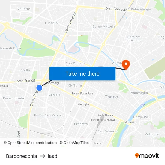 Bardonecchia to Iaad map