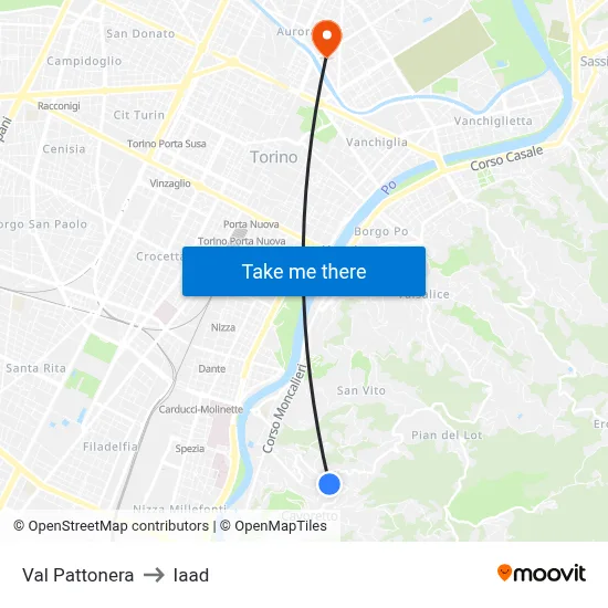 Val Pattonera to Iaad map