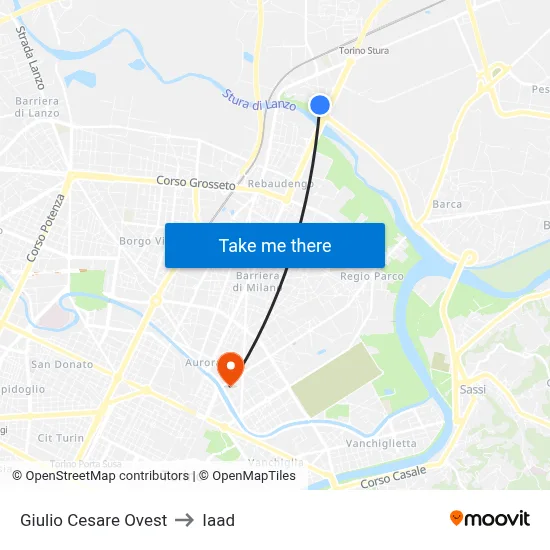 Giulio Cesare West to Iaad map