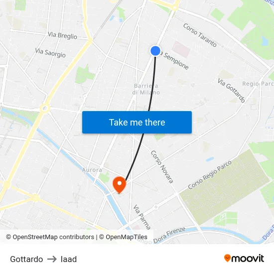 Gottardo to Iaad map