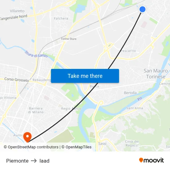 Piedmont to Iaad map
