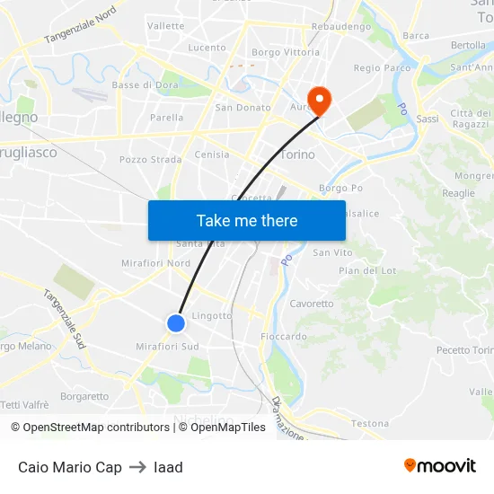 Caio Mario Terminal to Iaad map