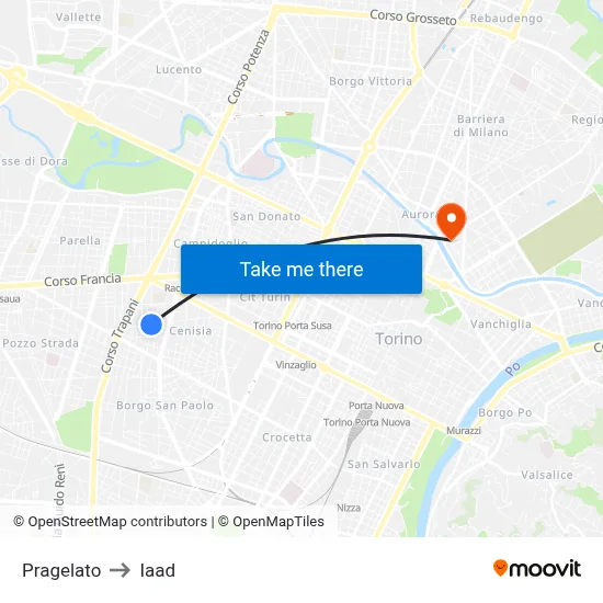 Pragelato to Iaad map