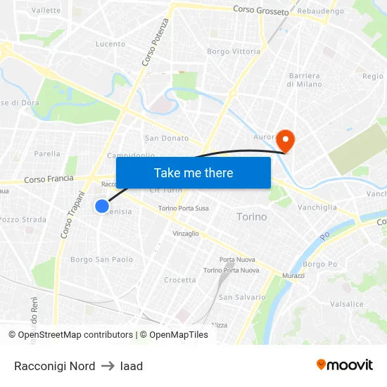 Racconigi North to Iaad map