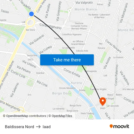 Baldissera North to Iaad map