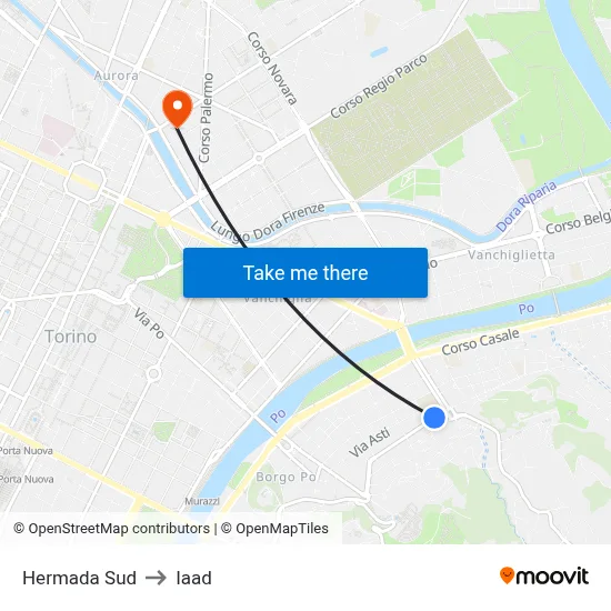 South Hermada to Iaad map