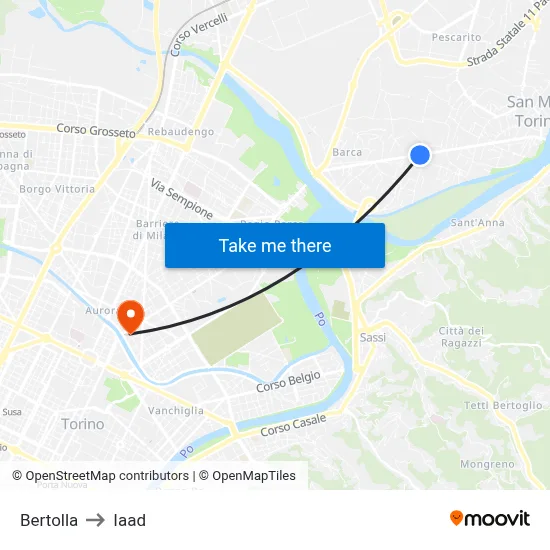 Bertolla to Iaad map