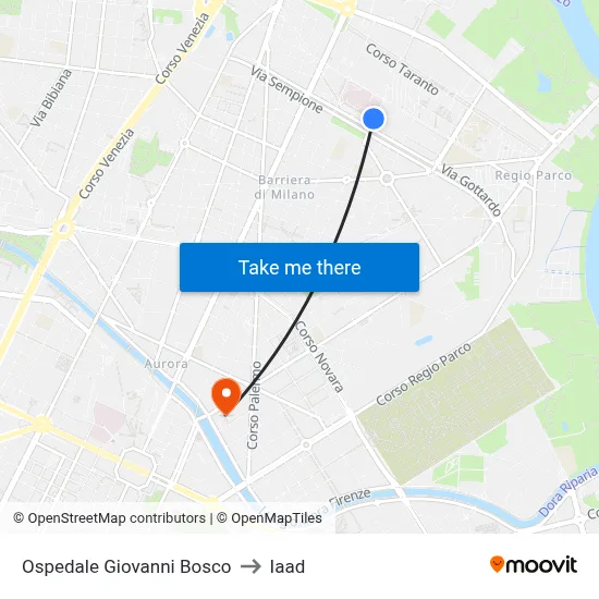 Giovanni Bosco Hospital to Iaad map