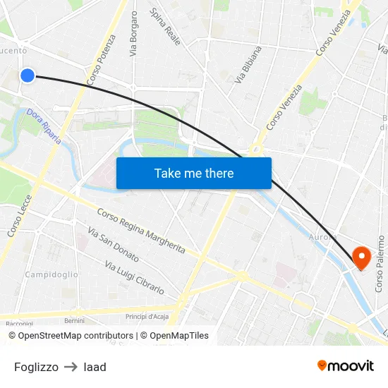 Foglizzo to Iaad map