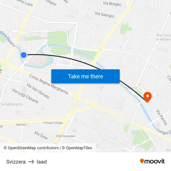 Switzerland to Iaad map