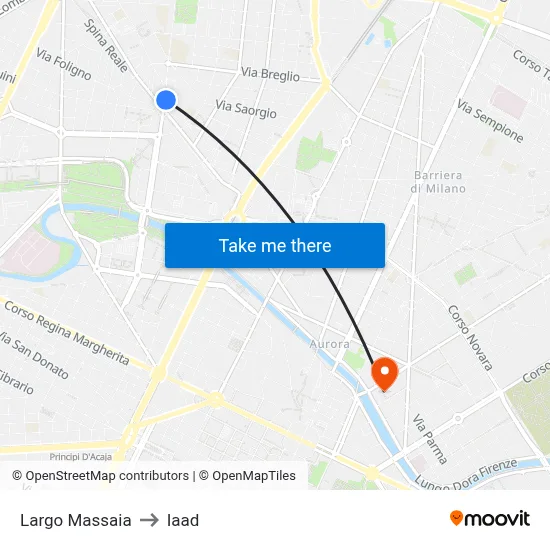 Largo Massaia to Iaad map