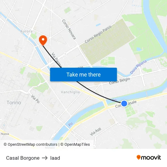 Casal Borgone to Iaad map