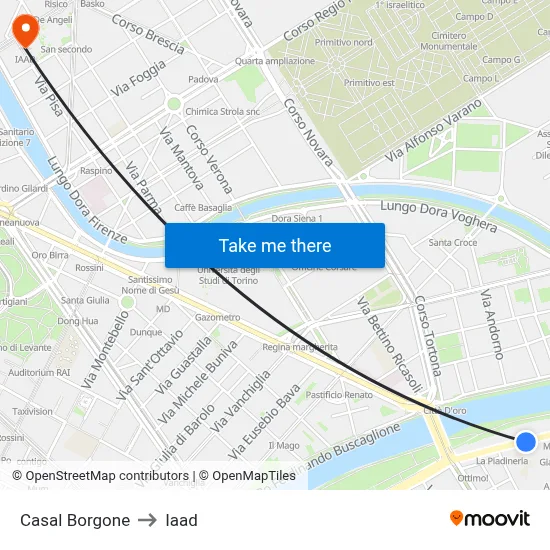 Casal Borgone to Iaad map