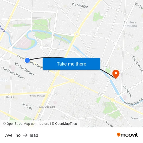 Avellino to Iaad map