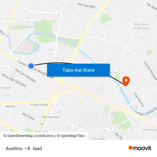 Avellino to Iaad map