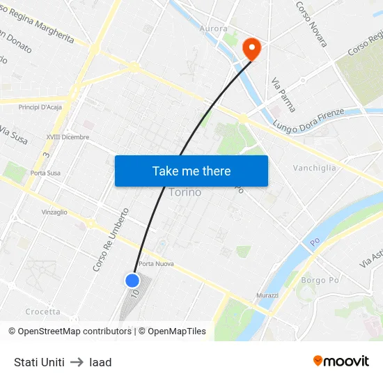 United States to Iaad map