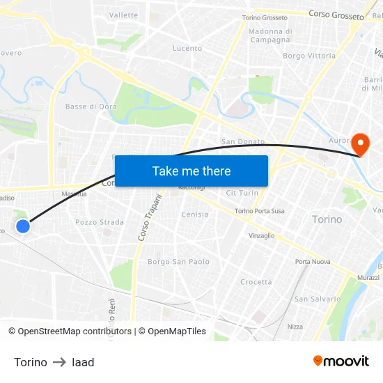 Torino to Iaad map