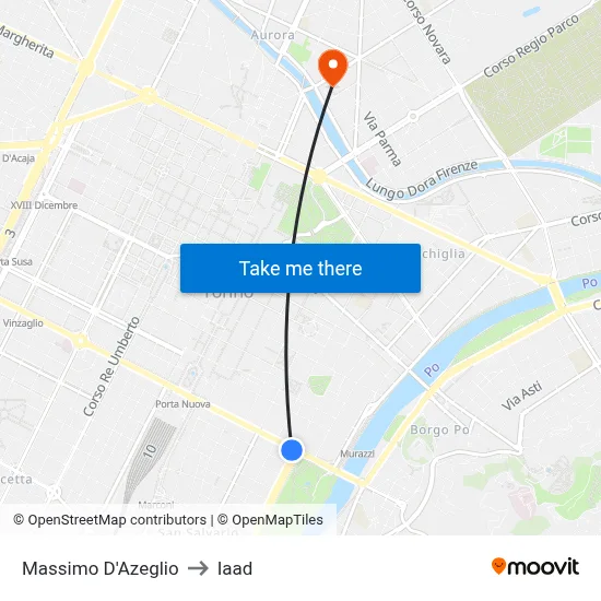 Massimo D'Azeglio to Iaad map