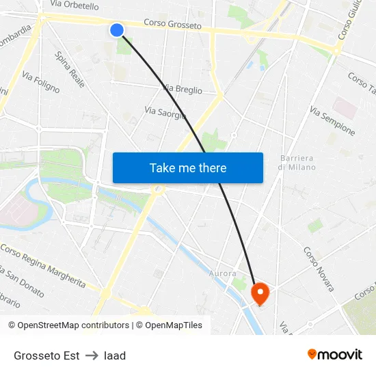 Grosseto East to Iaad map