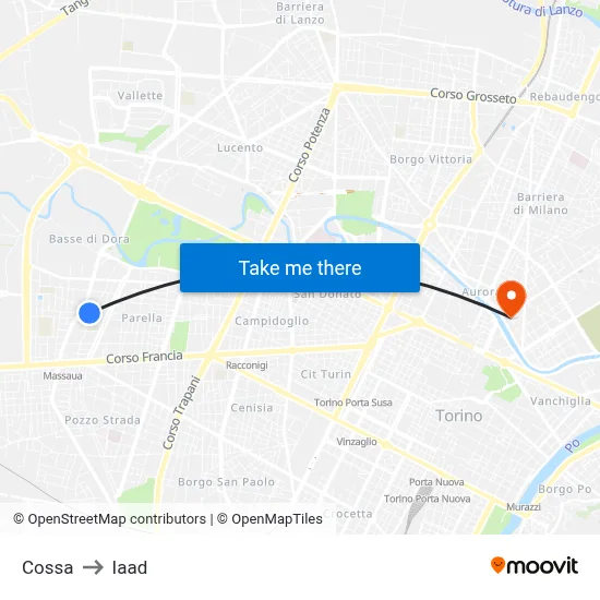 Cossa to Iaad map