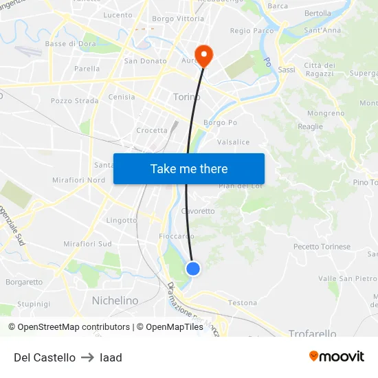 Del Castello to Iaad map