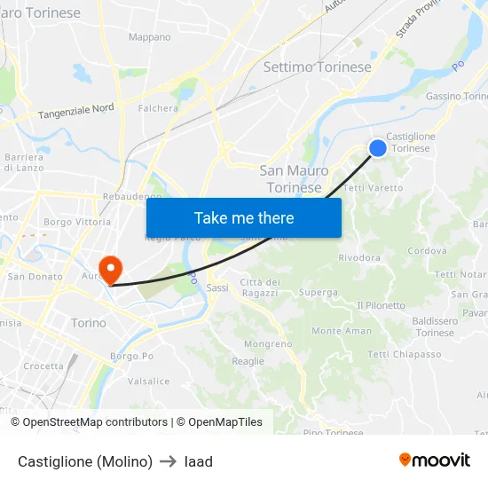 Castiglione (Mill) to Iaad map