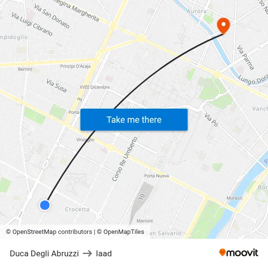 Duke of the Abruzzi to Iaad map