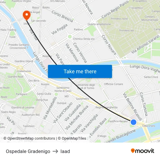 Gradenigo Hospital to Iaad map