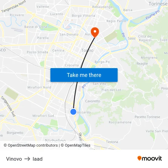 Vinovo to Iaad map