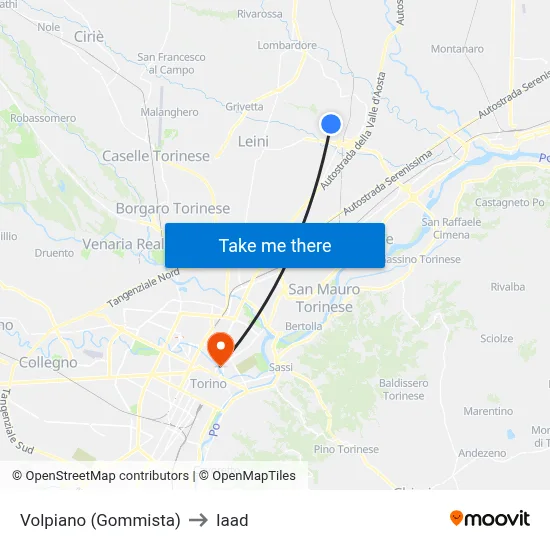 Volpiano (Tire Shop) to Iaad map